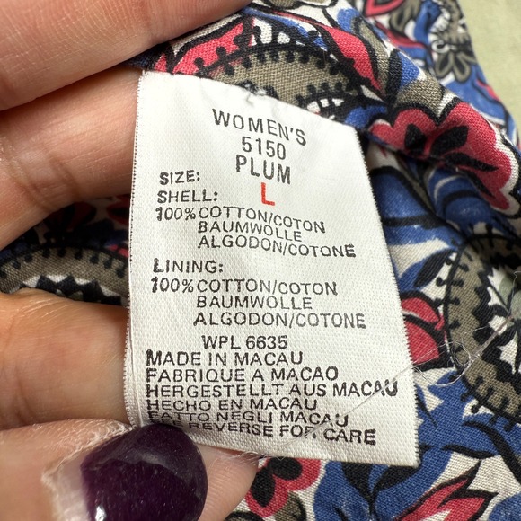 VTG Reversible Plum Utility Jacket Women's L Paisley Floral Lined Chore Coat 90s - Picture 6 of 12